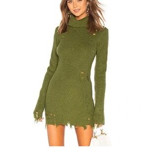 Lovers and Friends Olive Green Turtleneck Sweater Dress